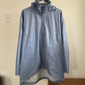 Helly Hansen Women's Light Slate Blue Voss Waterproof Rain Jacket Sz XL Coastal